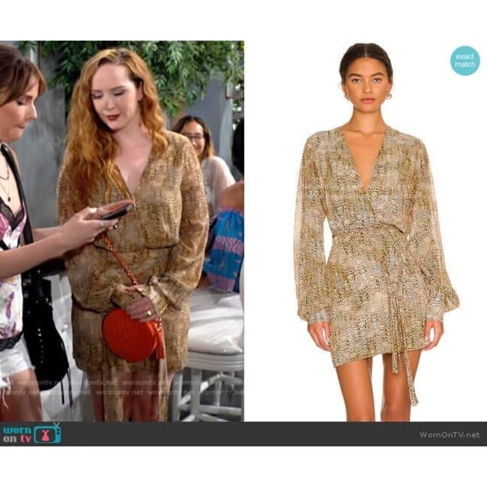 Alexis Dula Dress in Animal Print XSmall New Womens Faux Wrap Mini - Picture 11 of 16